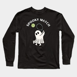 Spooky match, ghost playing tennis. Halloween Long Sleeve T-Shirt